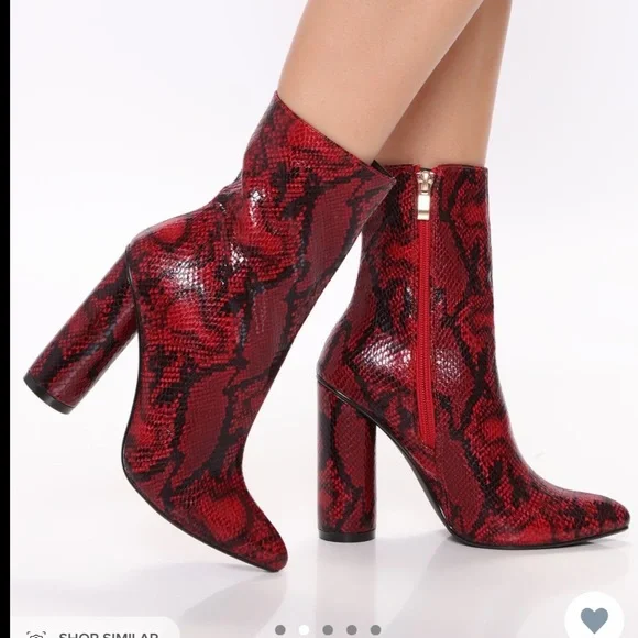 Fashion Nova Shoes This Is Red Snake Skin Boots Size Poshmark